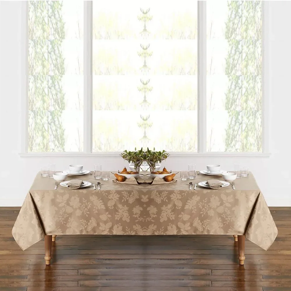 MUSHROOM Autumn Medley Damask 60x144-inch Rectangle Tablecloth (Seats 12 - 14)